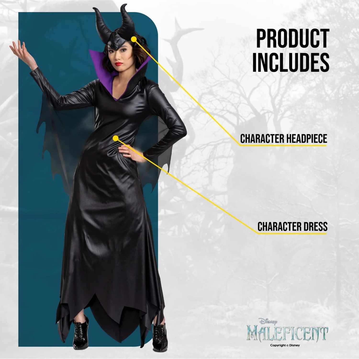 Costume Maleficient Donna Classico 4 Costume Maleficient Donna Classico - immagine 2
