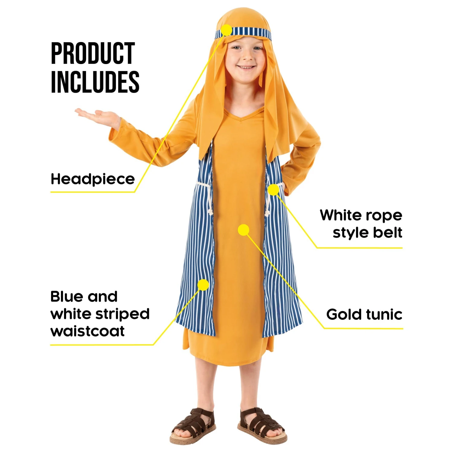 Costume Pastorello Arancione Bambino 4 Costume Pastorello Arancione Bambino - immagine 2