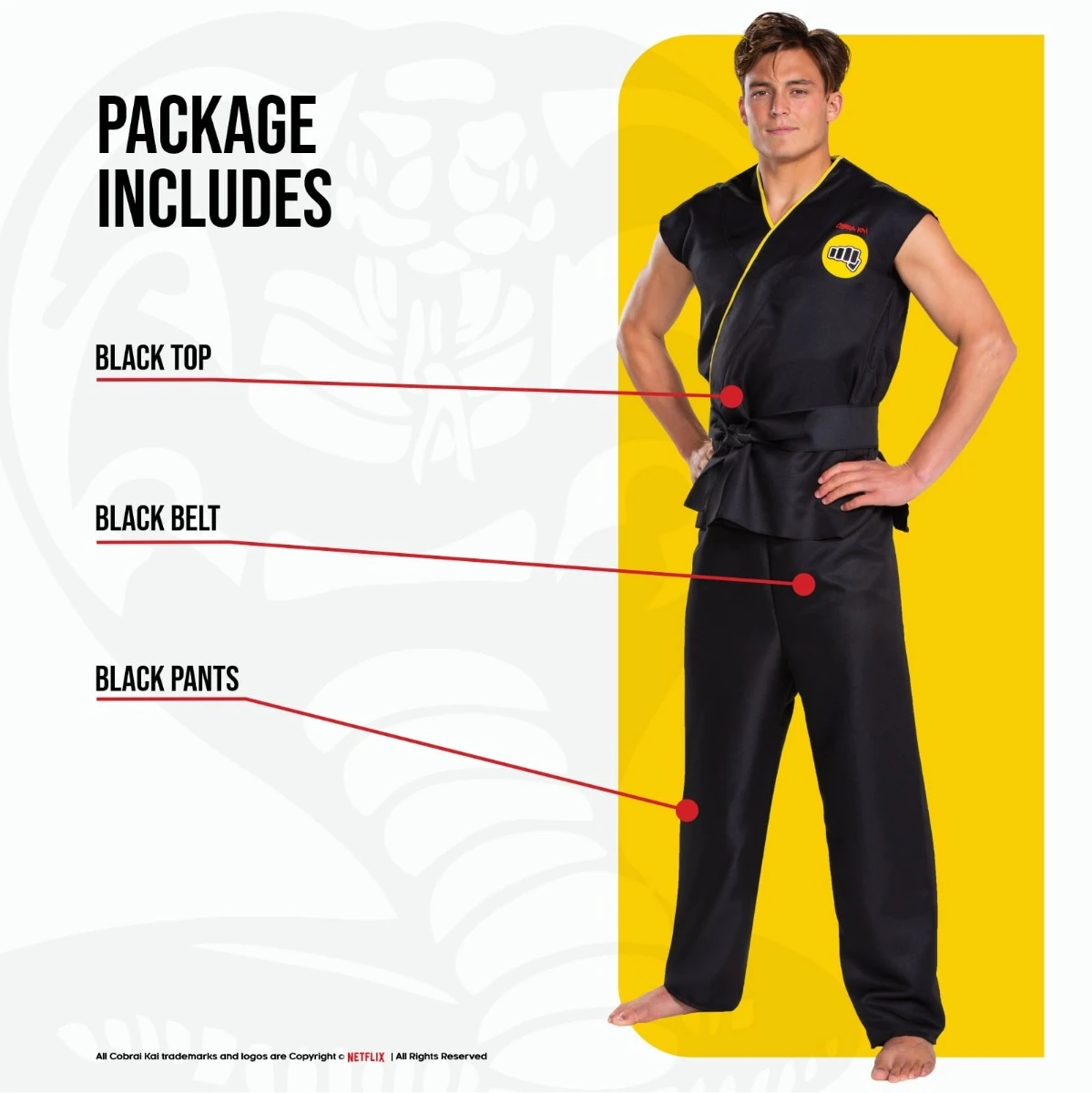 Men's Cobra Kai Classic Costume 4 Men's Cobra Kai Classic Costume - immagine 2