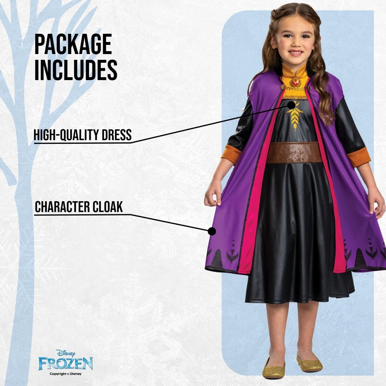 Kids Anna Disney Frozen Classic Costume Purple 4 Kids Anna Disney Frozen Classic Costume Purple - immagine 2