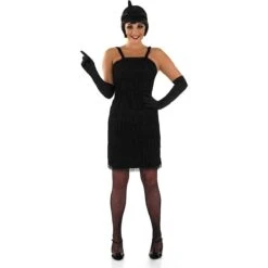 Womens Black Flapper Girl 20s Costume