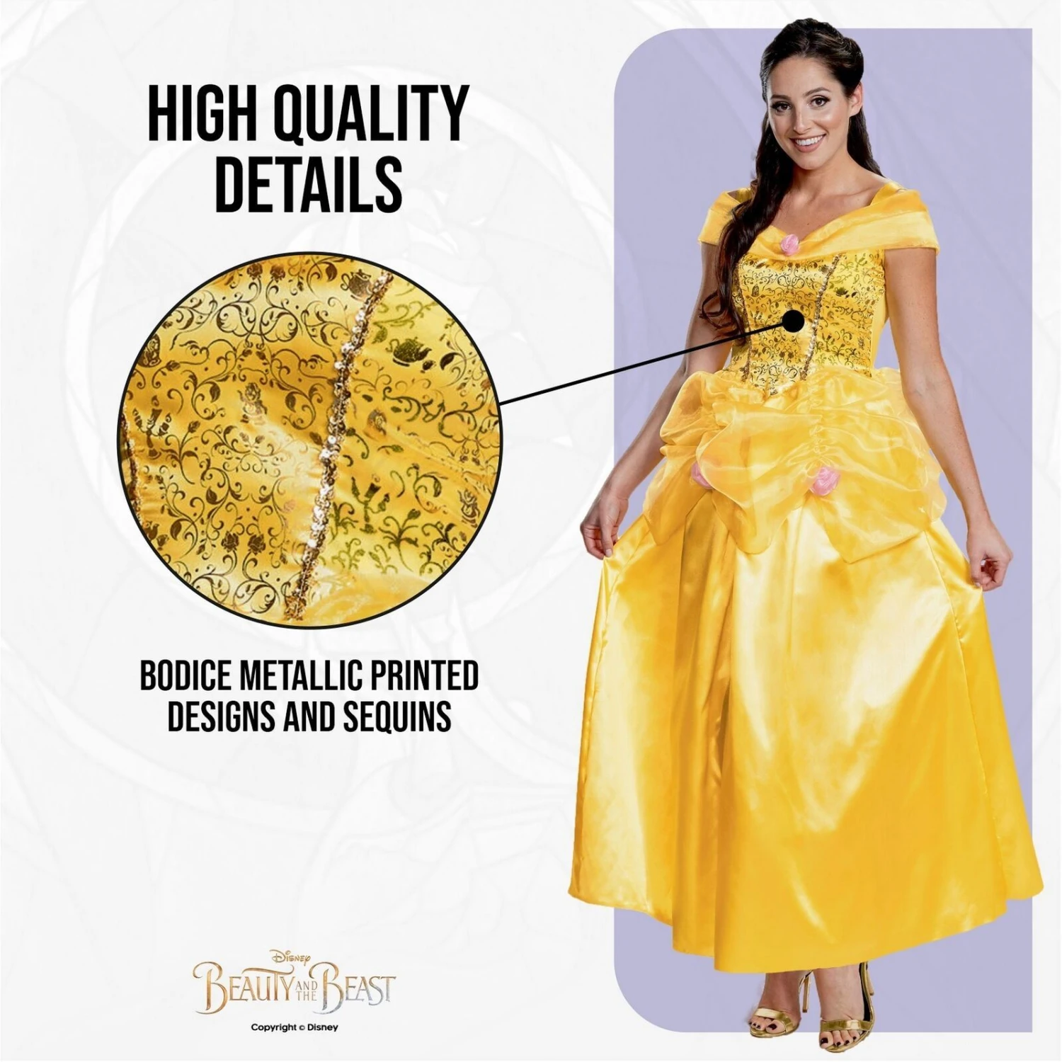 Vestito Principessa Belle Classico Adulti 5 Vestito Principessa Belle Classico Adulti - immagine 3