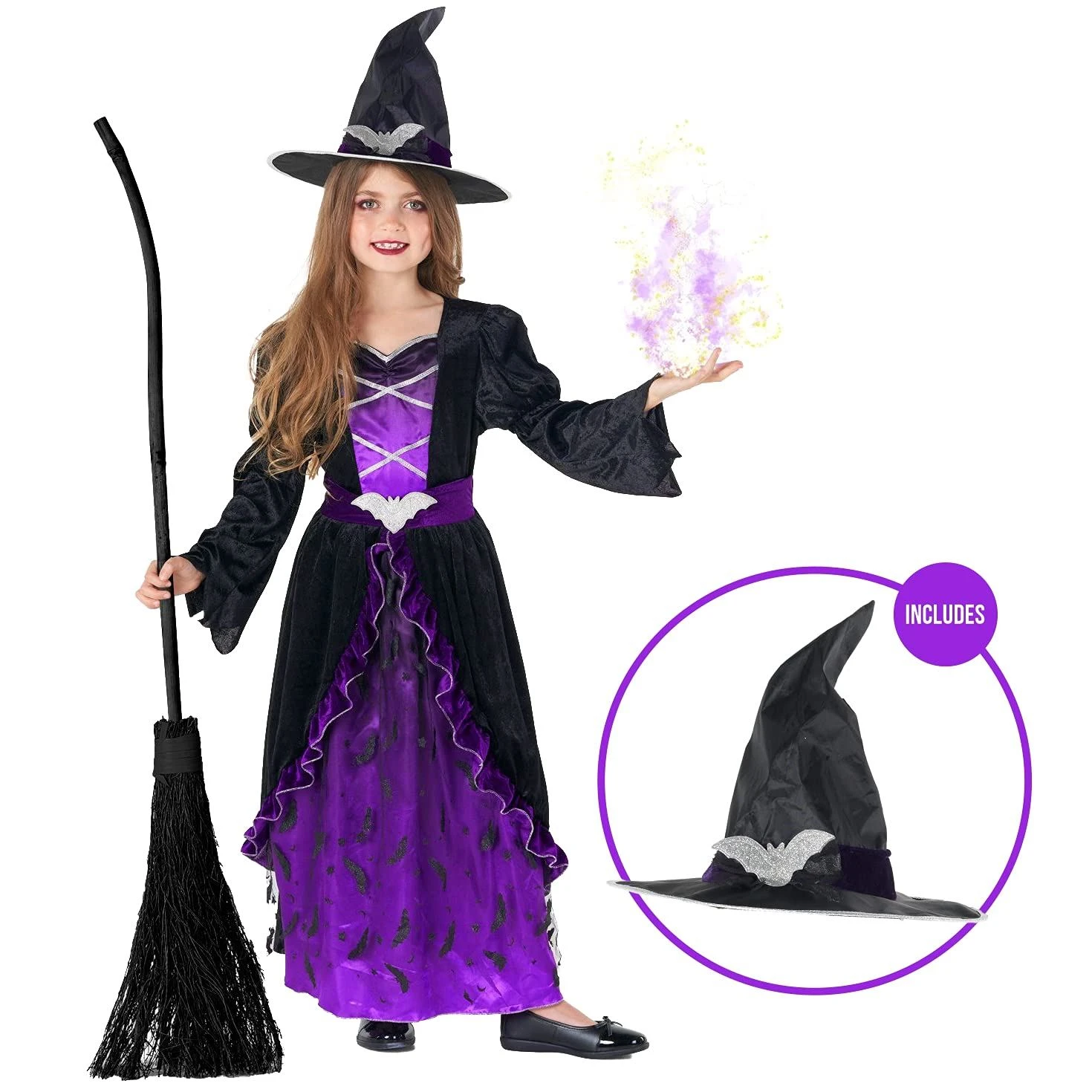 Kids Purple Witch Costume 6 Kids Purple Witch Costume - immagine 4