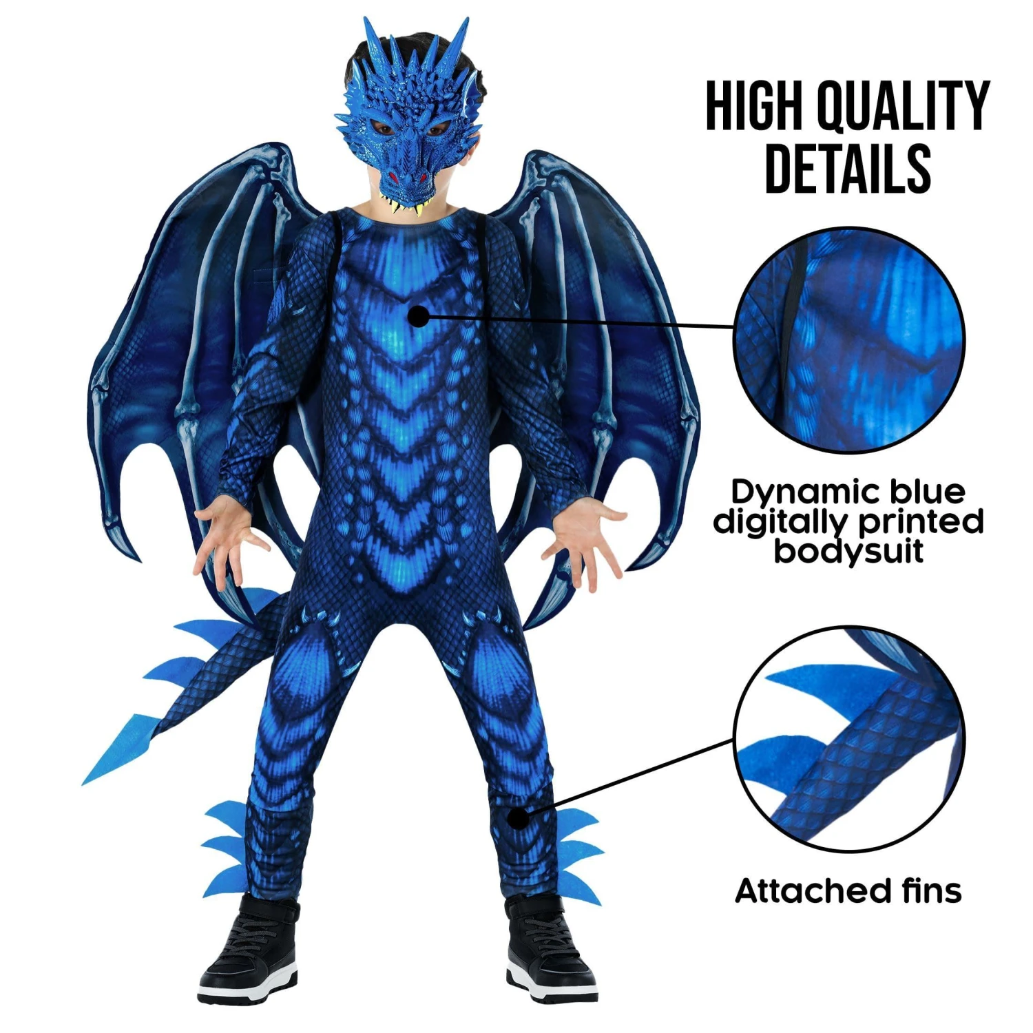 Costume Da Drago Per Bambini Blu 6 Costume Da Drago Per Bambini Blu - immagine 4