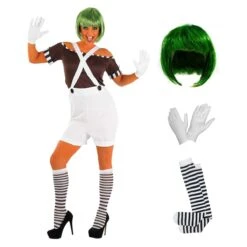 Costume Da Operaio Della Fabbrica Di Cioccolato Con Pantaloncini Da Donna -Vendite Morphsuits 5055305452325.main min