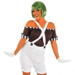 Costume Da Operaio Della Fabbrica Di Cioccolato Con Pantaloncini Da Donna -Vendite Morphsuits 5055305452325.pt03 min