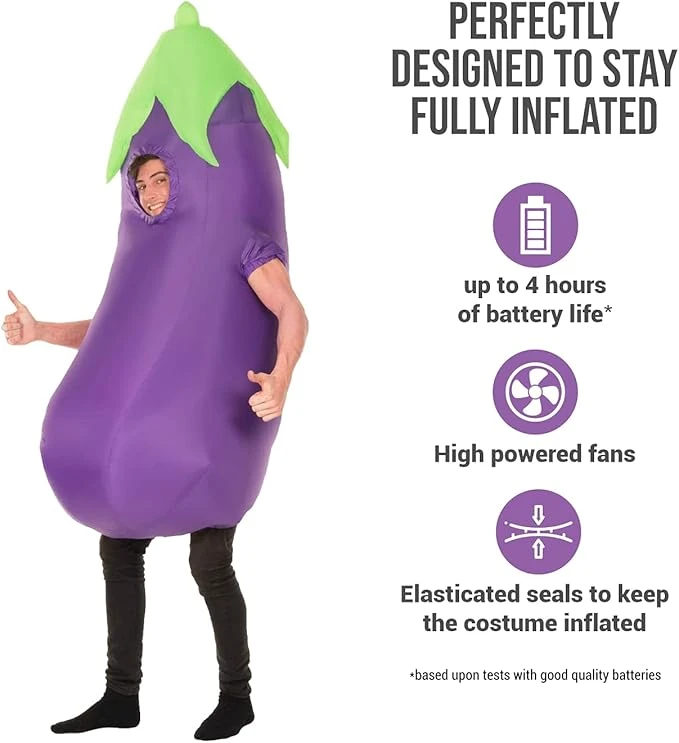 Costume Gonfiabile Melanzana Adulto 4 Costume Gonfiabile Melanzana Adulto - immagine 2