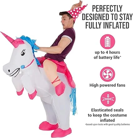 Costume Gonfiabile Unicorno Cavalcabile Adulto 4 Costume Gonfiabile Unicorno Cavalcabile Adulto - immagine 2