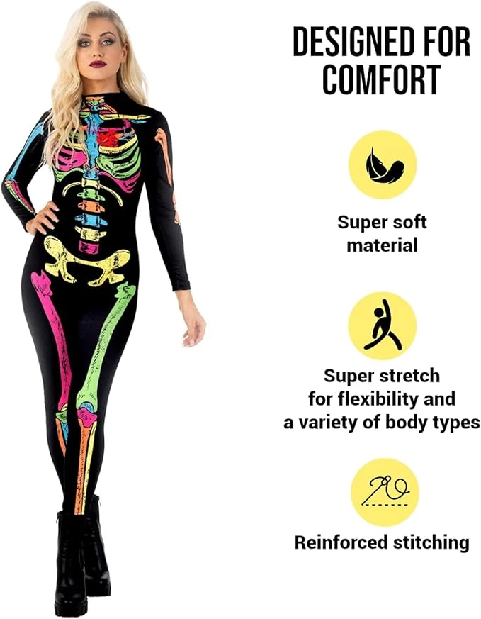 Tutina Scheletro Colorata Donna 4 Tutina Scheletro Colorata Donna - immagine 2