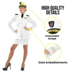 Womens White Navy Officer Costume -Vendite Morphsuits 6a72e8761fc51ee3ac088d0f4061908ce45e6dc93d4c811596142cd4ee158d43