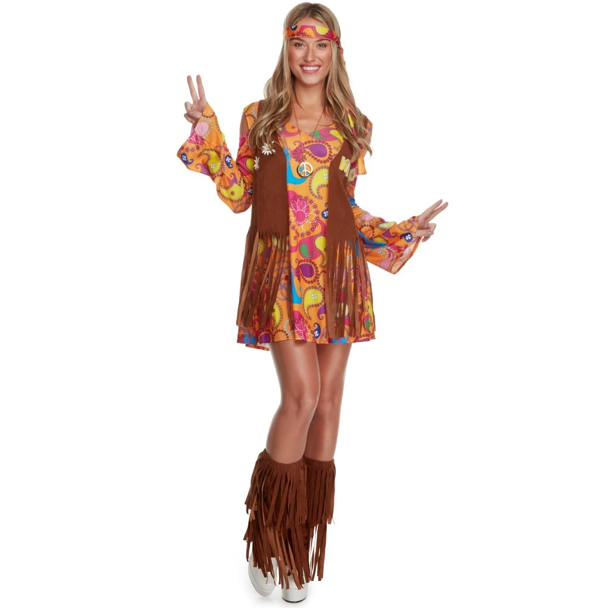 Womens Short Hippie Dress Costume 3 Womens Short Hippie Dress Costume