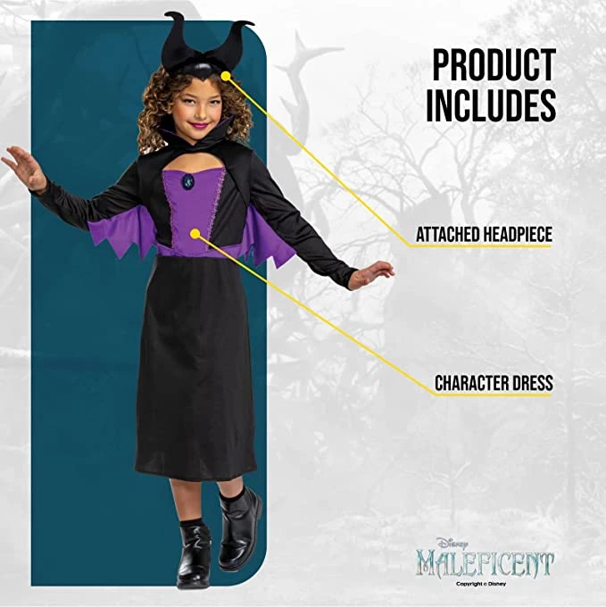 Kids Disney Maleficent Classic Costume 4 Kids Disney Maleficent Classic Costume - immagine 2