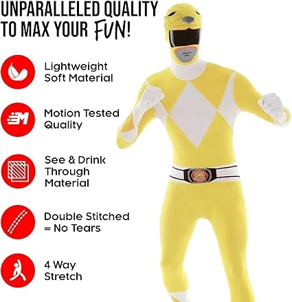 Costume Power Ranger Giallo Adulto 4 Costume Power Ranger Giallo Adulto - immagine 2