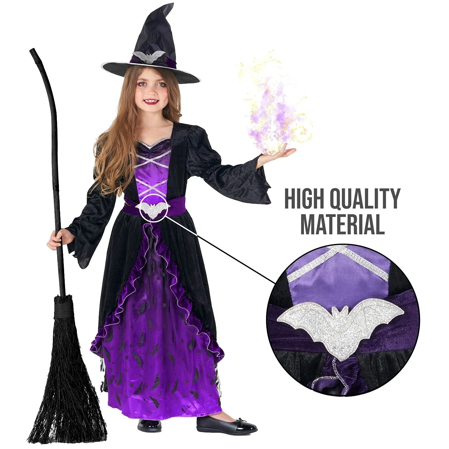 Kids Purple Witch Costume 5 Kids Purple Witch Costume - immagine 3