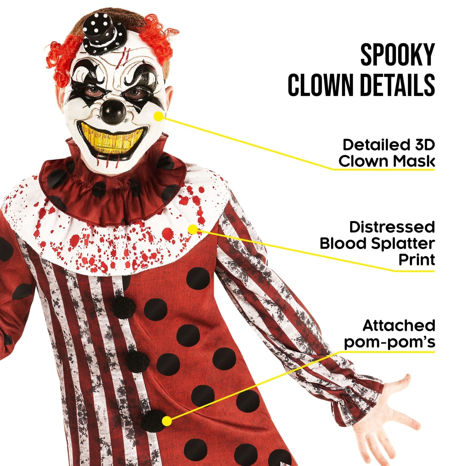 Costume Da Clown Terriente Per Bambini 5 Costume Da Clown Terriente Per Bambini - immagine 3