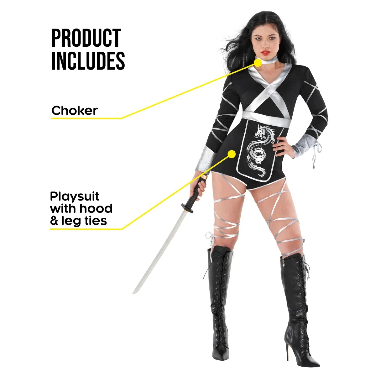 Costume Dragon Ninja Per Le Donne 4 Costume Dragon Ninja Per Le Donne - immagine 2