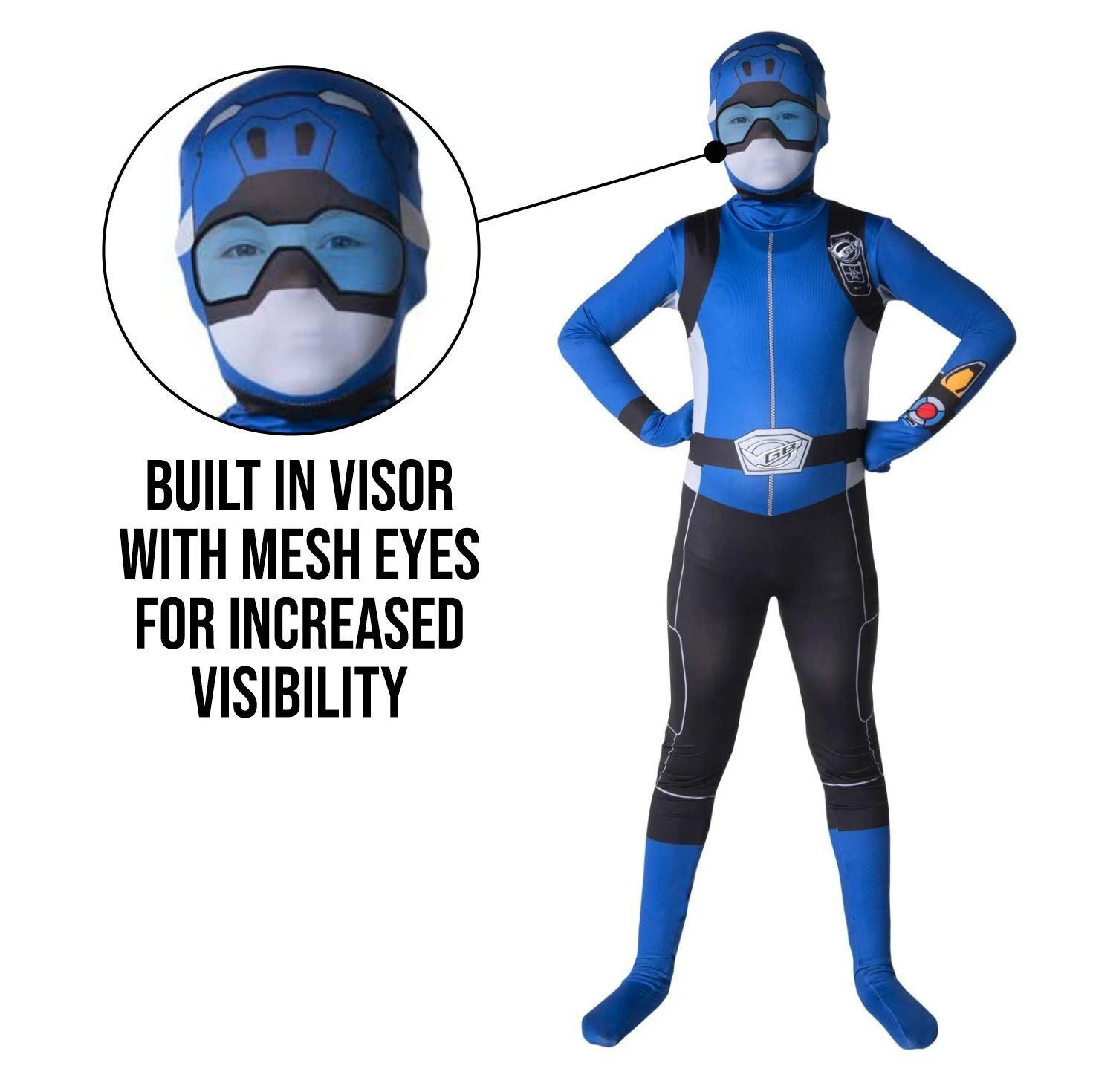 Costume Power Ranger Beast Morphers Blu Bambini 4 Costume Power Ranger Beast Morphers Blu Bambini - immagine 2