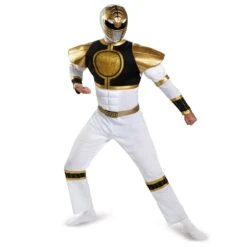 Costume Power Ranger Bianco Muscoloso Adulti