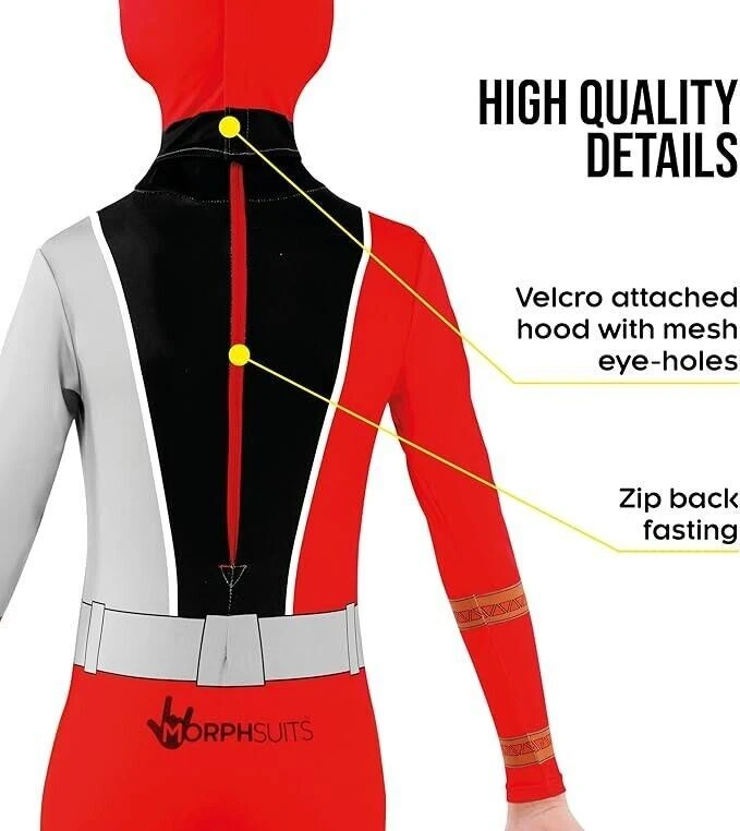 Dino Fury Red Ranger Morphsuit Kids 5 Dino Fury Red Ranger Morphsuit Kids - immagine 3