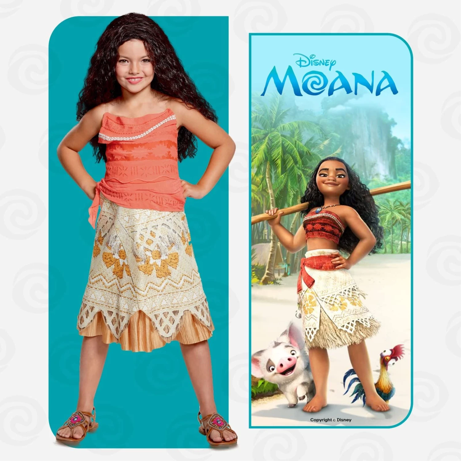 Vestito Vaiana Deluxe Bambina 5 Vestito Vaiana Deluxe Bambina - immagine 3