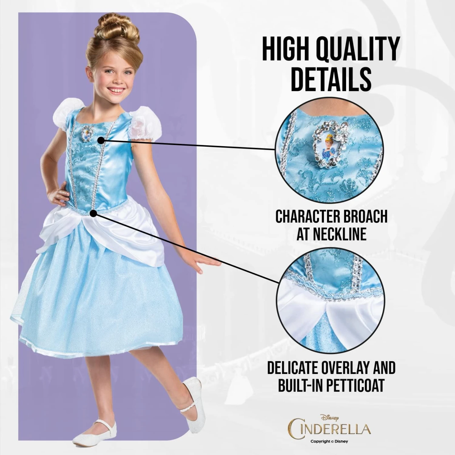 Costume Cenerentola Deluxe Bambina 5 Costume Cenerentola Deluxe Bambina - immagine 3