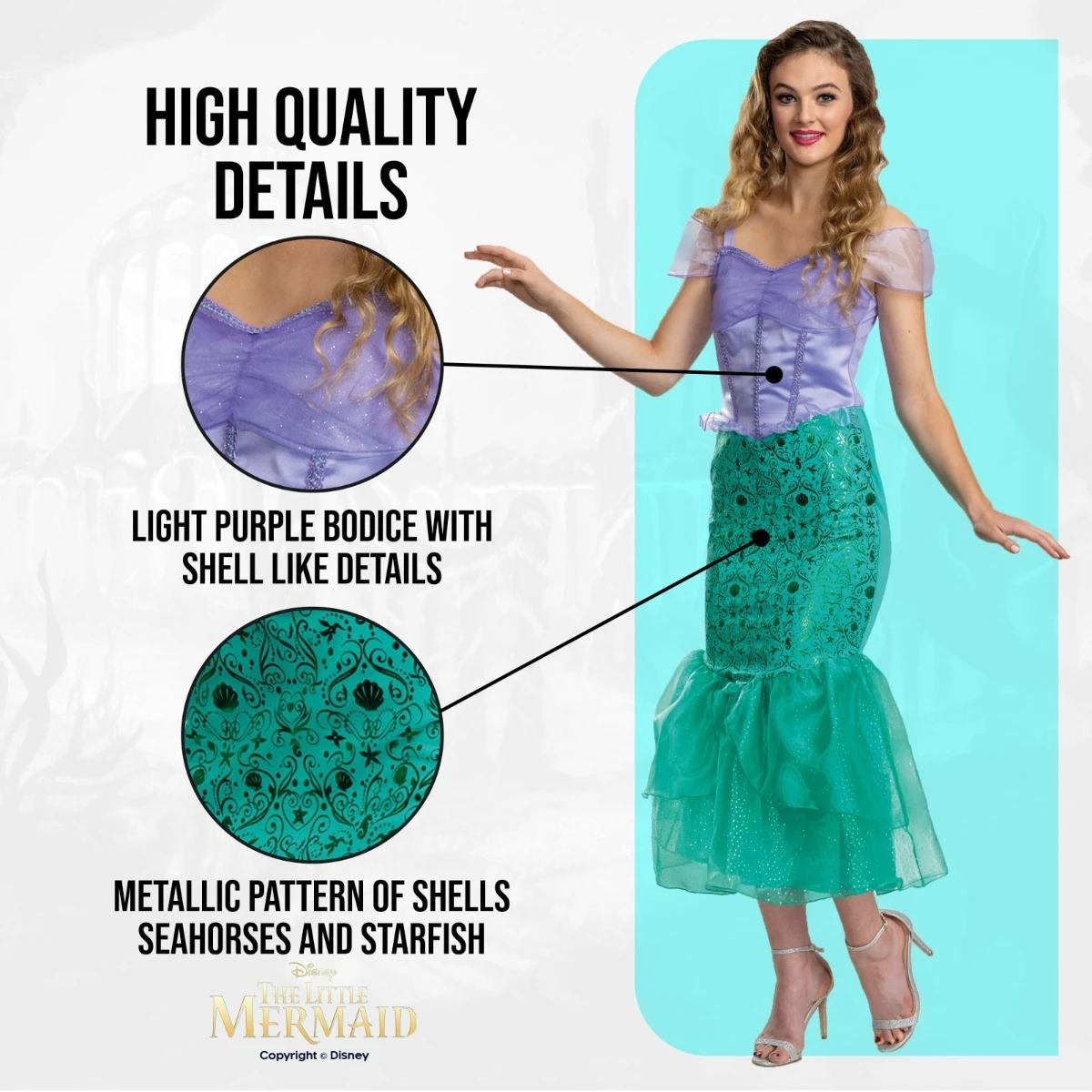 Costume Ariel Classico Donna 5 Costume Ariel Classico Donna - immagine 3