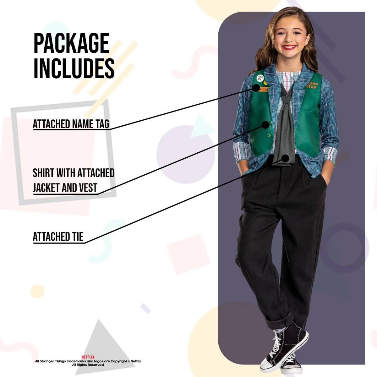 Kids Robin Video Stop Stranger Things Costume 4 Kids Robin Video Stop Stranger Things Costume - immagine 2