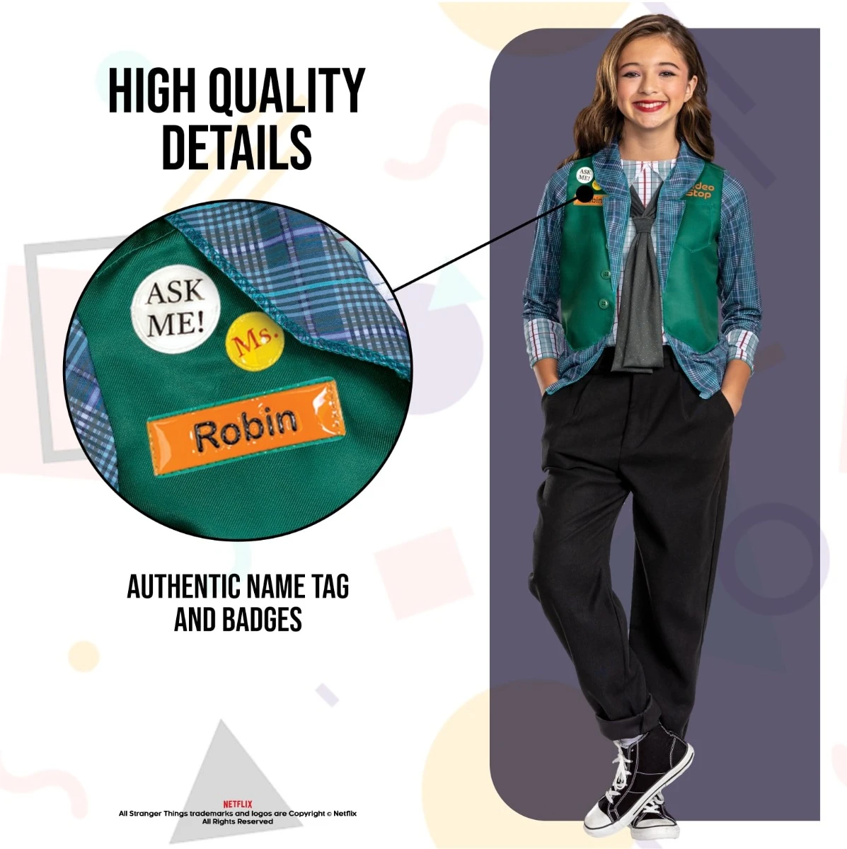 Kids Robin Video Stop Stranger Things Costume 5 Kids Robin Video Stop Stranger Things Costume - immagine 3