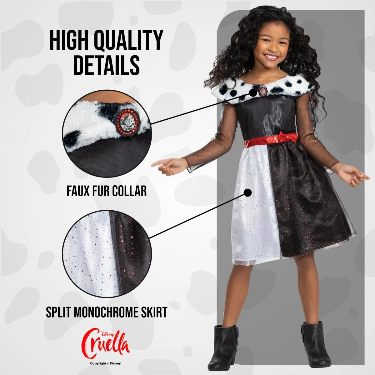 Costume Crudelia De Mon Classico Bambina 5 Costume Crudelia De Mon Classico Bambina - immagine 3
