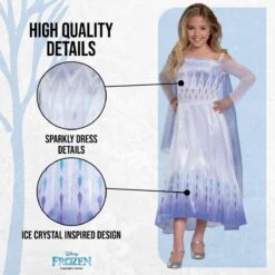 Costume Elsa Regina Frozen 2 Deluxe Bambina 9 Costume Elsa Regina Frozen 2 Deluxe Bambina -Vendite Morphsuits disk140019 snow queen elsa deluxe kids feature 03