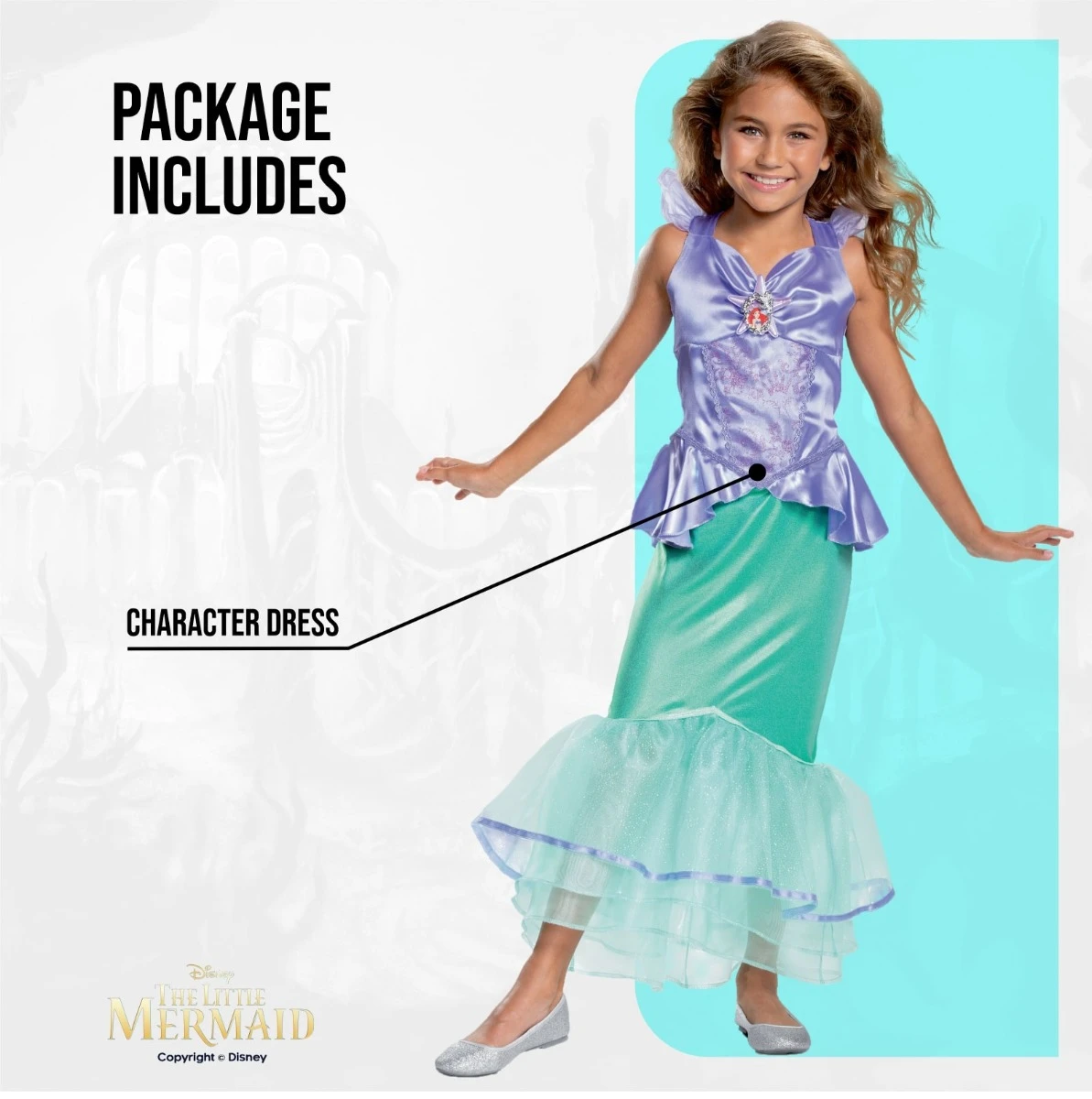 Costume Ariel Deluxe Bambina 4 Costume Ariel Deluxe Bambina - immagine 2