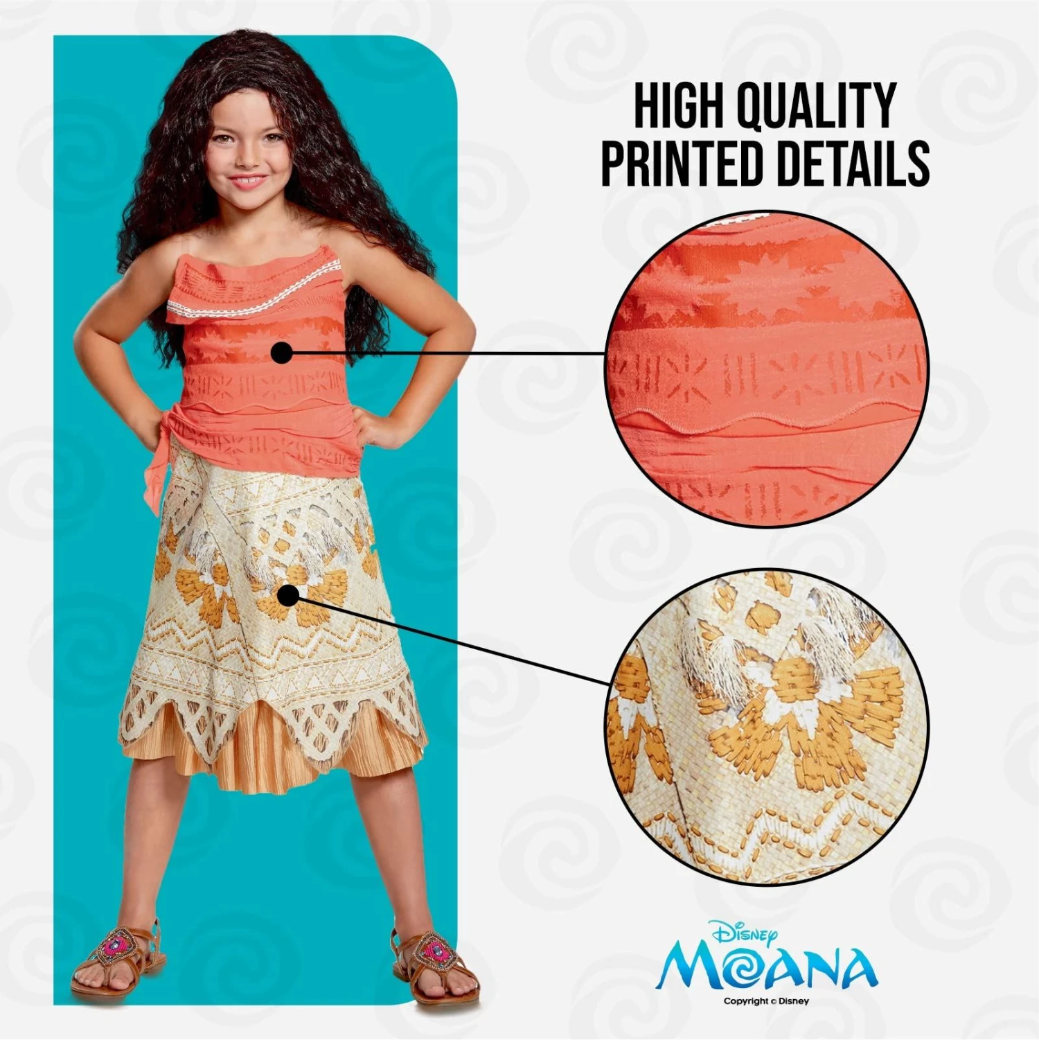 Vestito Vaiana Deluxe Bambina 4 Vestito Vaiana Deluxe Bambina - immagine 2