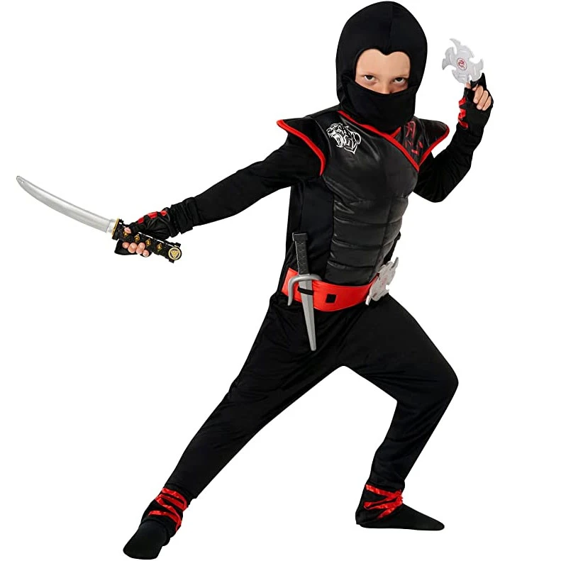 Costume Da Ninja Mortale Nero E Rosso Per Bambini 3 Costume Da Ninja Mortale Nero E Rosso Per Bambini