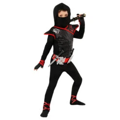Costume Da Ninja Mortale Nero E Rosso Per Bambini 19 Costume Da Ninja Mortale Nero E Rosso Per Bambini -Vendite Morphsuits kids black and red ninja costume 3