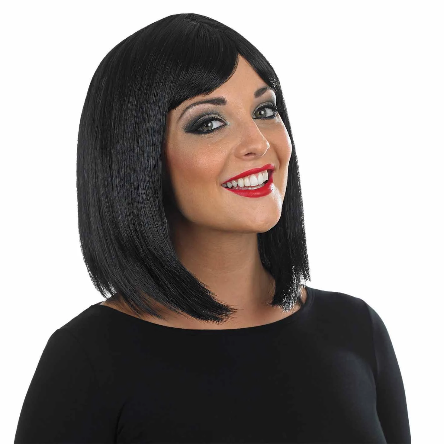 Parrucca Nera Media Liscia 4 Parrucca Nera Media Liscia - immagine 2