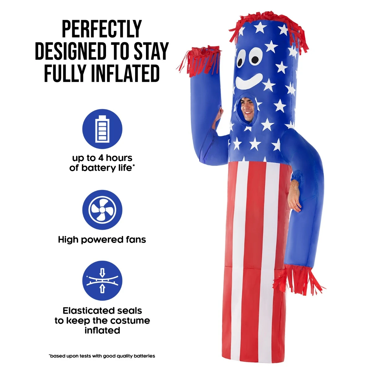 Mens Inflatable Wavy Arm Guy USA Costume 3 Mens Inflatable Wavy Arm Guy USA Costume - immagine 2