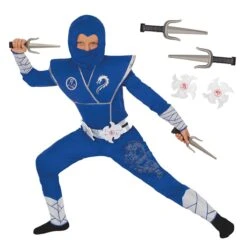 Costume Da Drago Ninja Blu Per Bambini 9 Costume Da Drago Ninja Blu Per Bambini -Vendite Morphsuits mckbsdn blue silver kids ninja feature