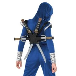 Costume Ninja Blu E Argento Per Bambini Con Zaino -Vendite Morphsuits mckbsdnb blue silver ninja backpack new