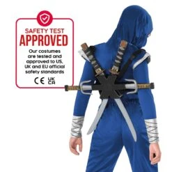 Costume Ninja Blu E Argento Per Bambini Con Zaino -Vendite Morphsuits mckbsdnb blue silver ninja backpack new3