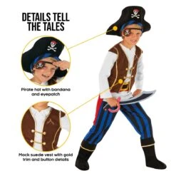 Costume Da Pirata A Strisce Blu Per Bambini 11 Costume Da Pirata A Strisce Blu Per Bambini -Vendite Morphsuits mckbsp pirate blue kids feature3