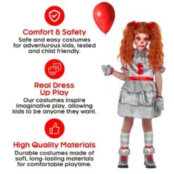 Inquietante Costume Da Clown Per Bambini 14 Inquietante Costume Da Clown Per Bambini -Vendite Morphsuits mckcc creepy clown girl 08