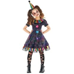 Costume Da Clown Archeese In Contanti Per Le Ragazze -Vendite Morphsuits mckcr rainbow clown dress 01