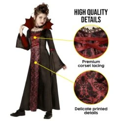 Costume Da Vampiressa Dark Rosso Per Bambini -Vendite Morphsuits mckdvr dark campire burgundy kids 04