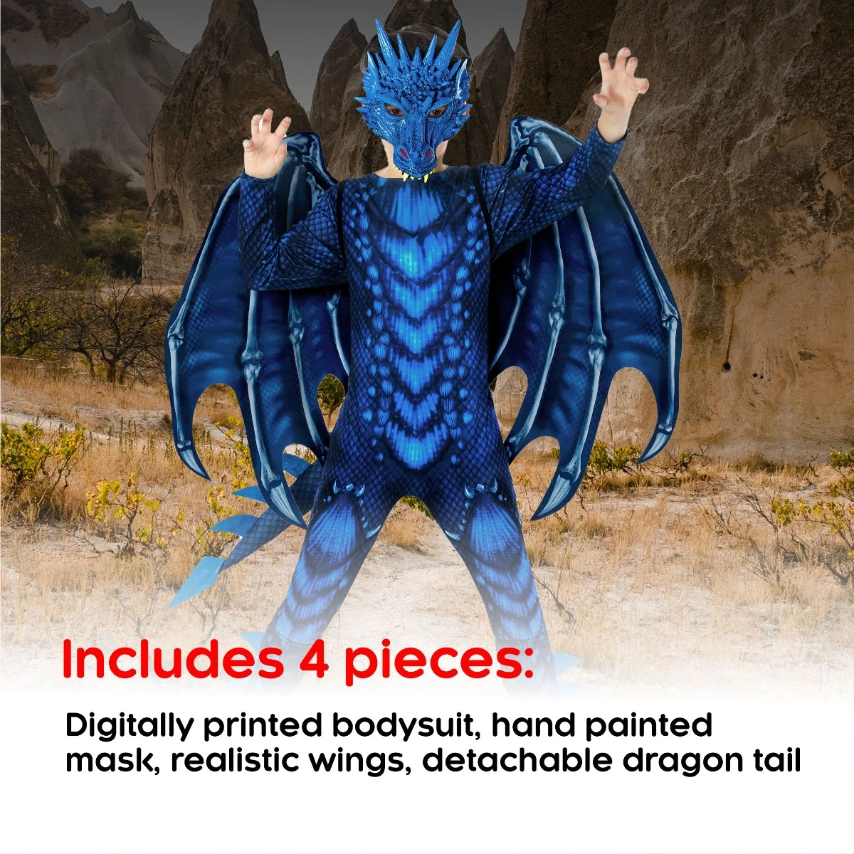 Costume Da Drago Per Bambini Blu 4 Costume Da Drago Per Bambini Blu - immagine 2