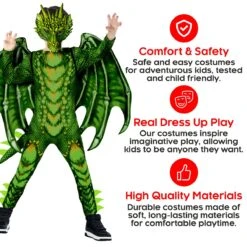 Costume Da Drago Per Bambini Verde -Vendite Morphsuits mckjfdg dragon jumpsuit green kids 3 1