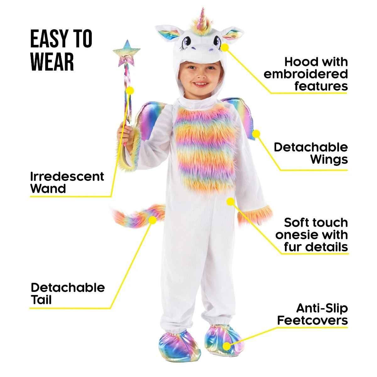Costume Da Unicorno Arcobaleno Per Bambini 6 Costume Da Unicorno Arcobaleno Per Bambini - immagine 4