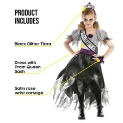 Costume Da Regina Terroriente Per Bambini 12 Costume Da Regina Terroriente Per Bambini -Vendite Morphsuits mckqs spooky prom queen kids 06