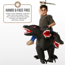 Kids Evil 3-Headed Dog Ride On Inflatable Costume -Vendite Morphsuits mckroihd cerberus 3 headed dog inflatable feature 02 min