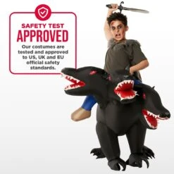 Kids Evil 3-Headed Dog Ride On Inflatable Costume -Vendite Morphsuits mckroihd cerberus 3 headed dog inflatable safety min