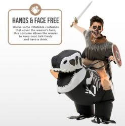Costume Gonfiabile Scheletro T-Rex Cavalcabile Bambini -Vendite Morphsuits mckroist skeleton t rex ride on inflatable kids feature 02 min